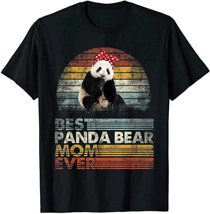 Retro Best Panda Bear Mom Ever Shirt Animals Lover T-Shirt