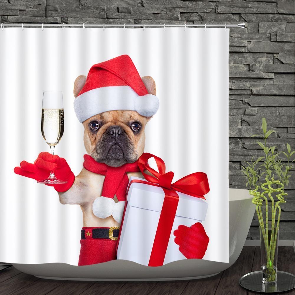 The Christmas Dog 3D Printed Shower Curtain Gift Home Decoration