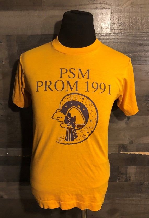 Vintage 90S Psm High School Prom 1991 Yellow Shirt Vintage 90S Vintage Clothing Shirt