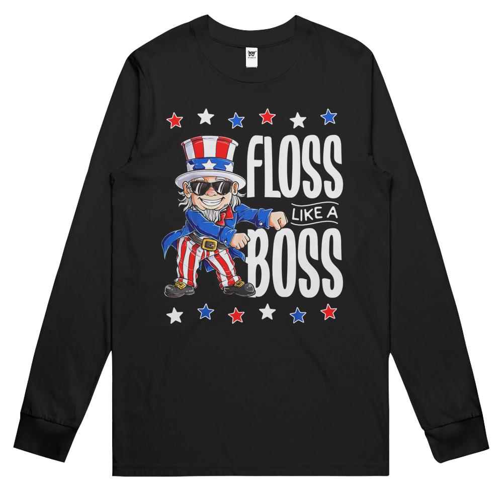 4Th July Shirts, Fourth Of July Long Sleeve T Shirts, 4Th Of July Long Sleeve T Shirts, Floss Like A Boss 4Th Of July Shirt Boys Girl Uncle Sam Long Sleeve T Shirts