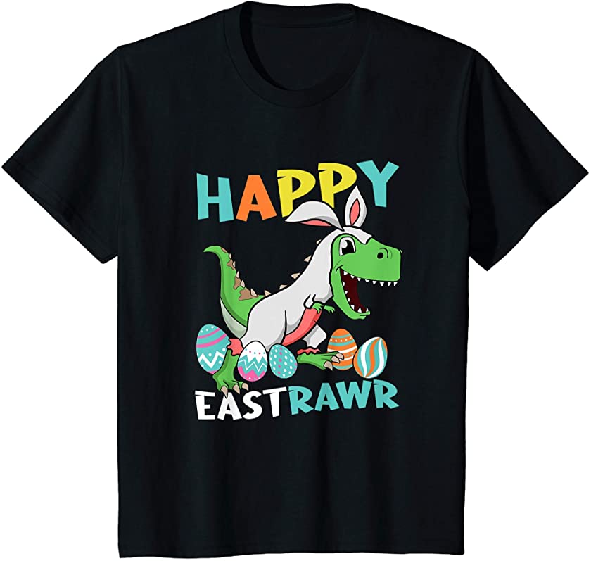 Kids Happy Eastrawr T Rex Dinosaur Bunny Egg Easter Toddler Boy T-Shirt