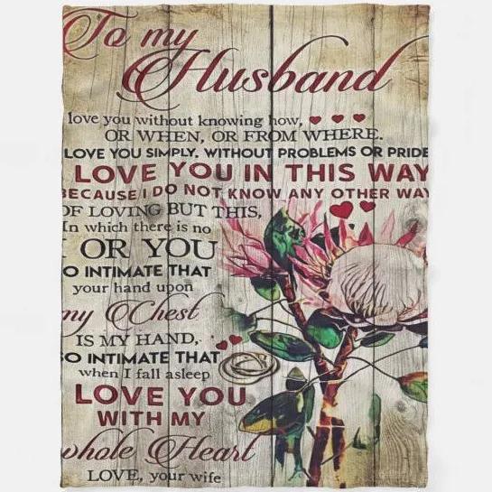 To My Husband Love You In This Way Fleece Blanket Gift For Husband From Wife Home Decor Bedding Couch Sofa Soft And Comfy Cozy