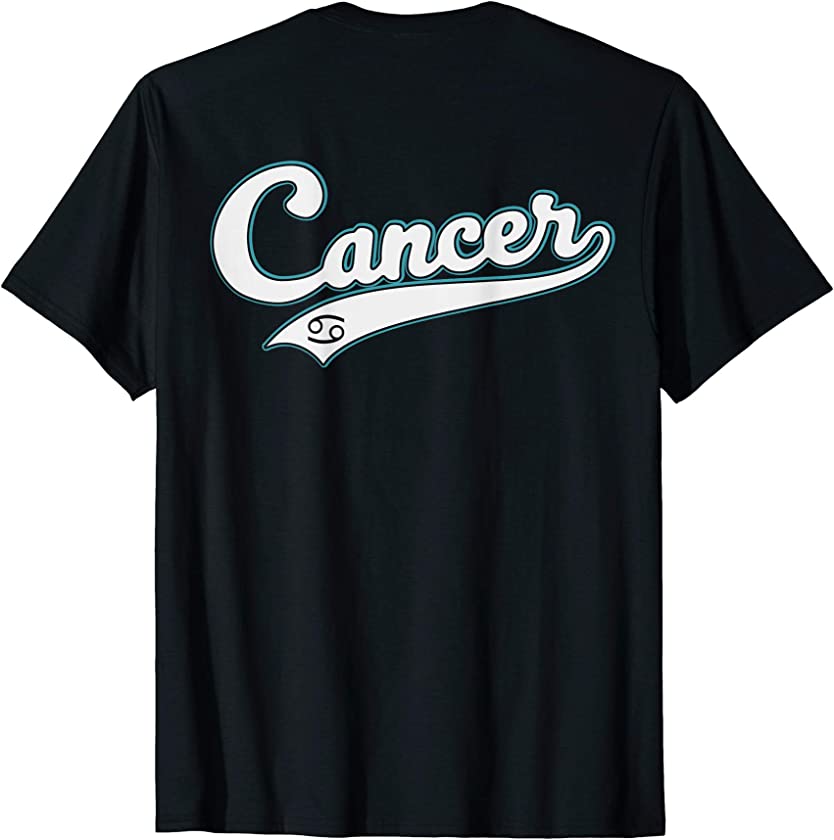 Cancer June July Birthday Astrology Vintage Baseball Script T-Shirt