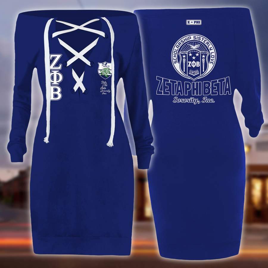 Zeta Phi Beta lace up criss cross V-neck sweater dress 1