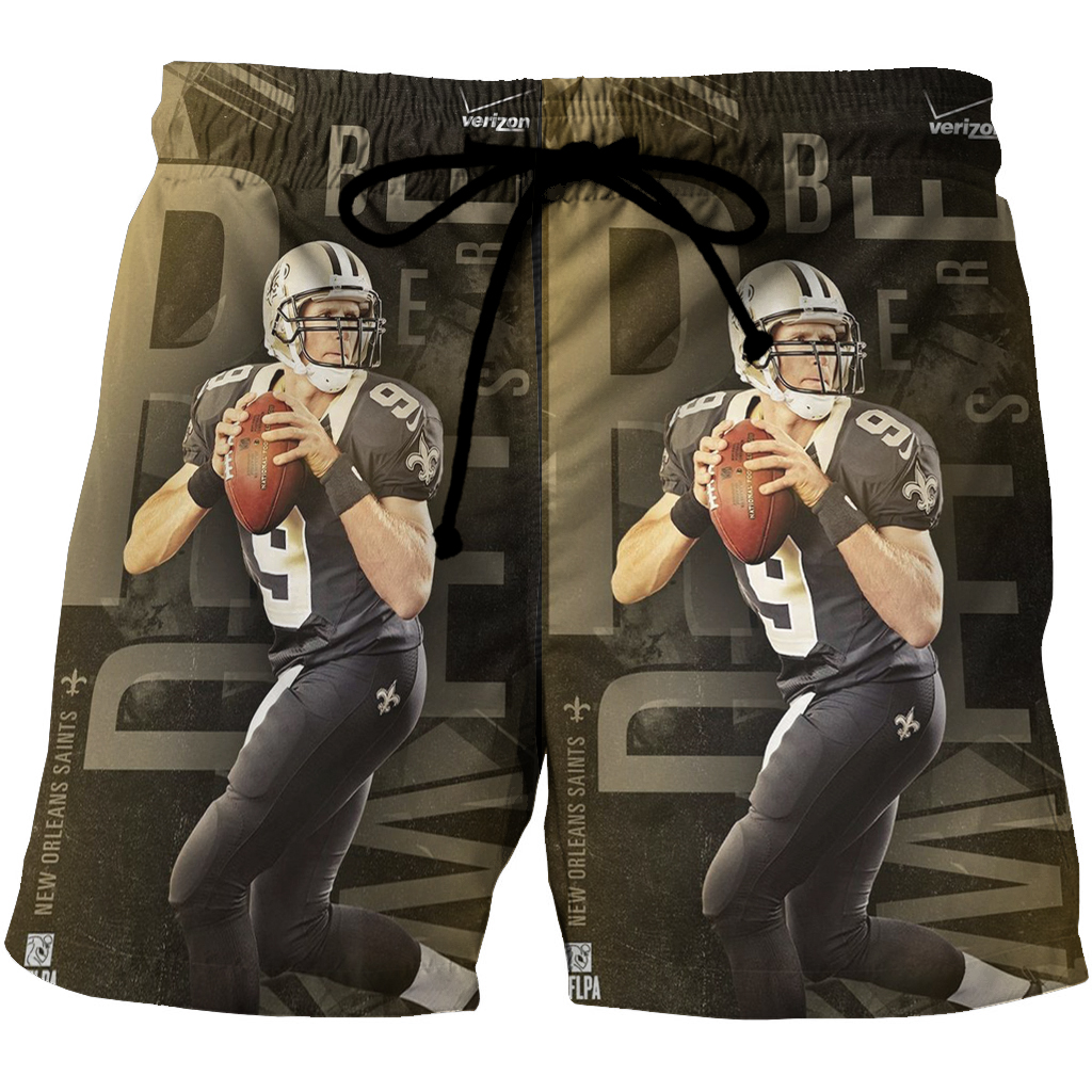 New Orleans Saints Drew Brees3 3D All Over Print Summer Beach Hawaiian Short