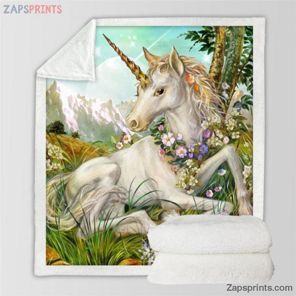 Unicorn In Field Blanket