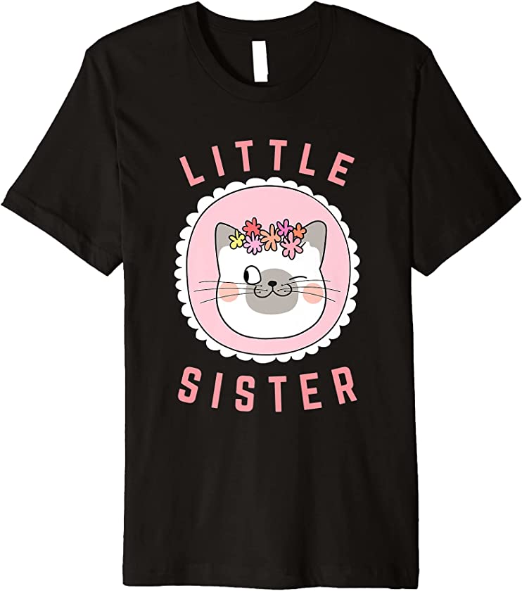 Little Cat Lover Sister Cute Younger Sister Winking Kitten Premium T-Shirt