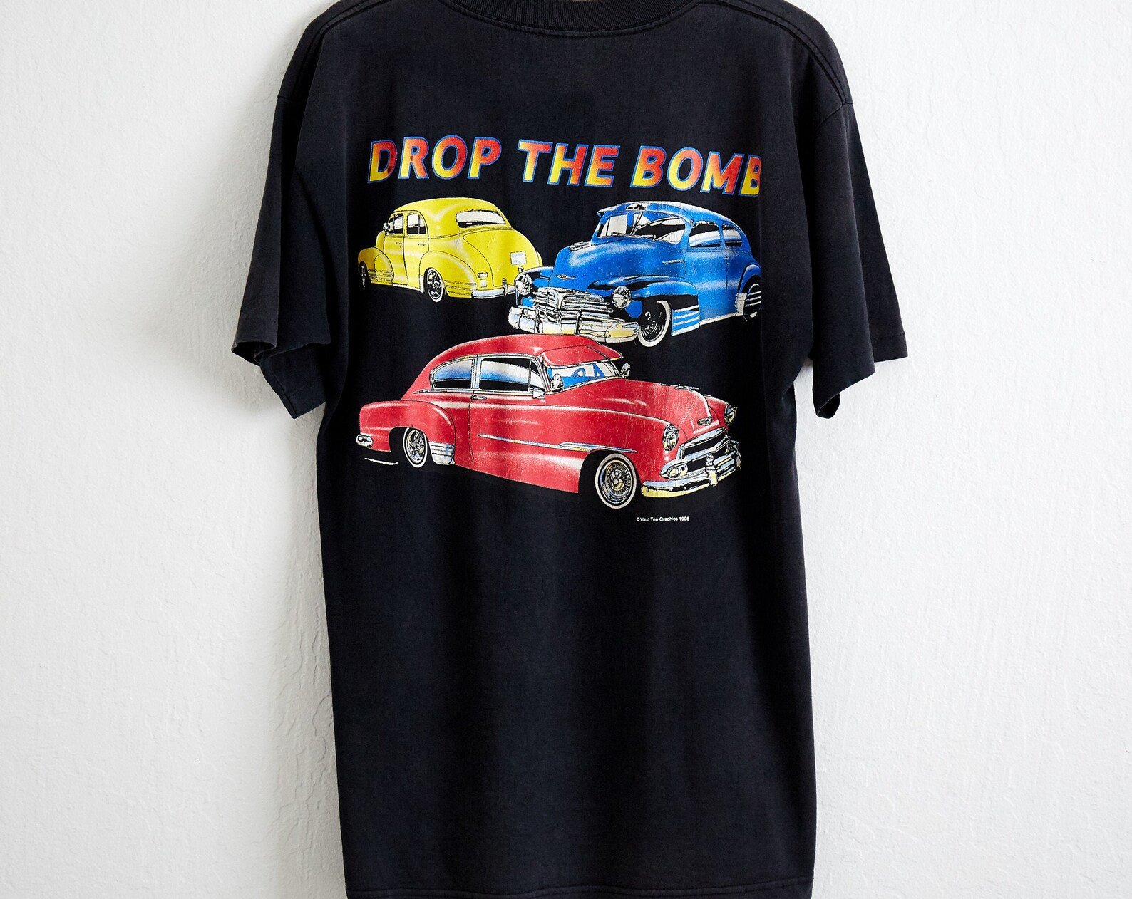 Vtg 1996 Chicano Lowrider Bomb T Shirt  L Black Tee 47 Chevy Fleetline Bomba Hip Hop Rap Mexican Orgullo Cholo Vato Azteca Heritage