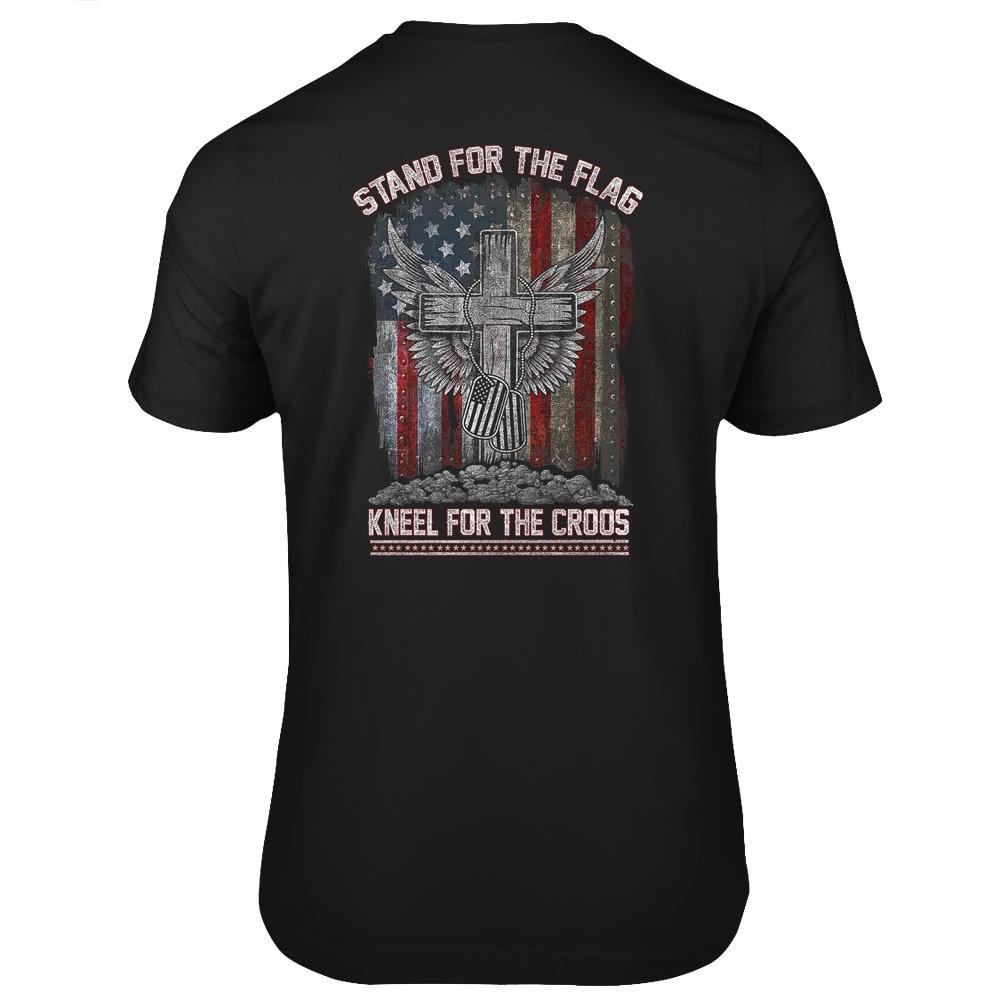 Stand For The Flag Kneel For The Cross T Shirts Print On Back