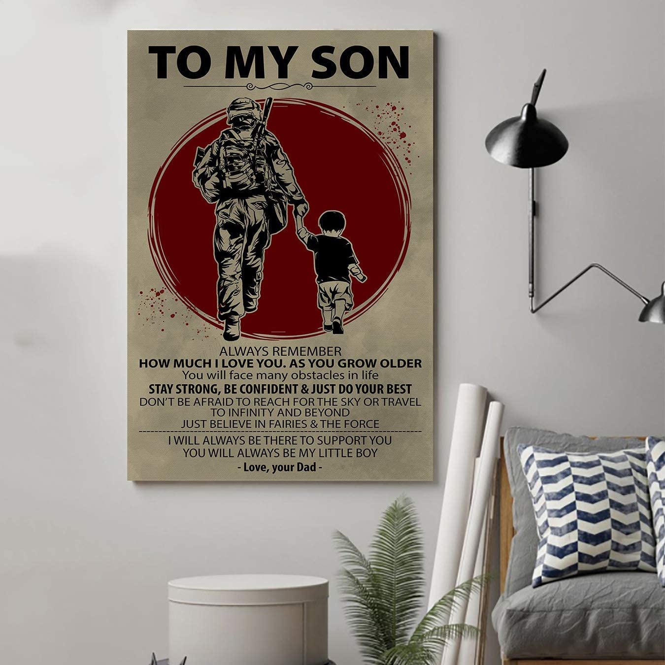 Poster for Room Aesthetic – Command Strips Wall Decor – Ntdp33 Soldier Poster – Dad to Son – Stay Strong Be Confident