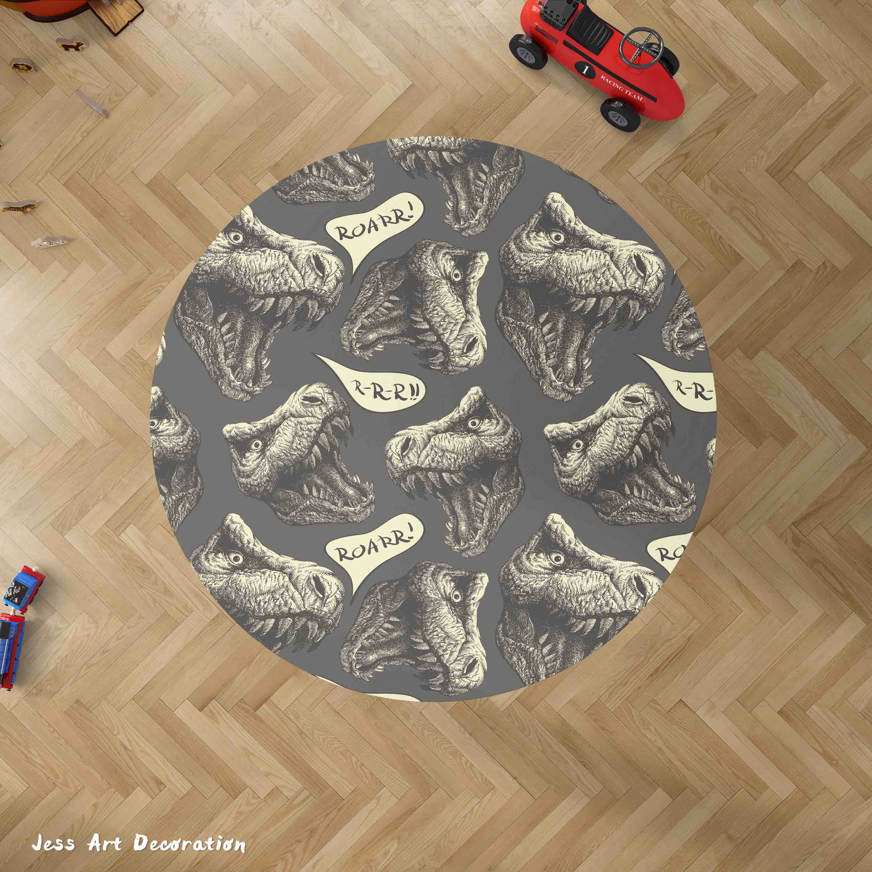 3D Cartoon Animal Dinosaur Kids Non-Slip Round Rug Mat 136