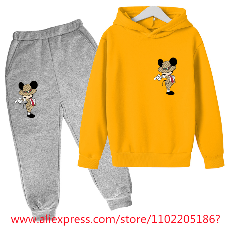 Spring Autumn Mickey Mouse 2pcs sets Baby Boys Girls Clothes Hoodie + Pants Kids Sport Suit Minnie Mickey Sweatshirts Sport Suit alx