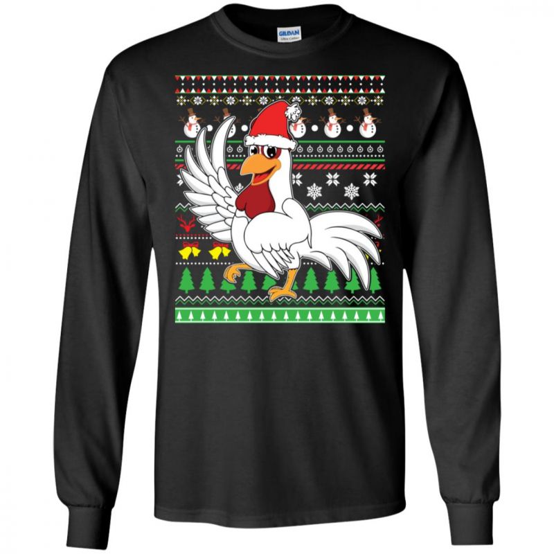 Ugly Sweater Chicken Santa Claus Lovely Merry Xmas Unisex Long-sleeve