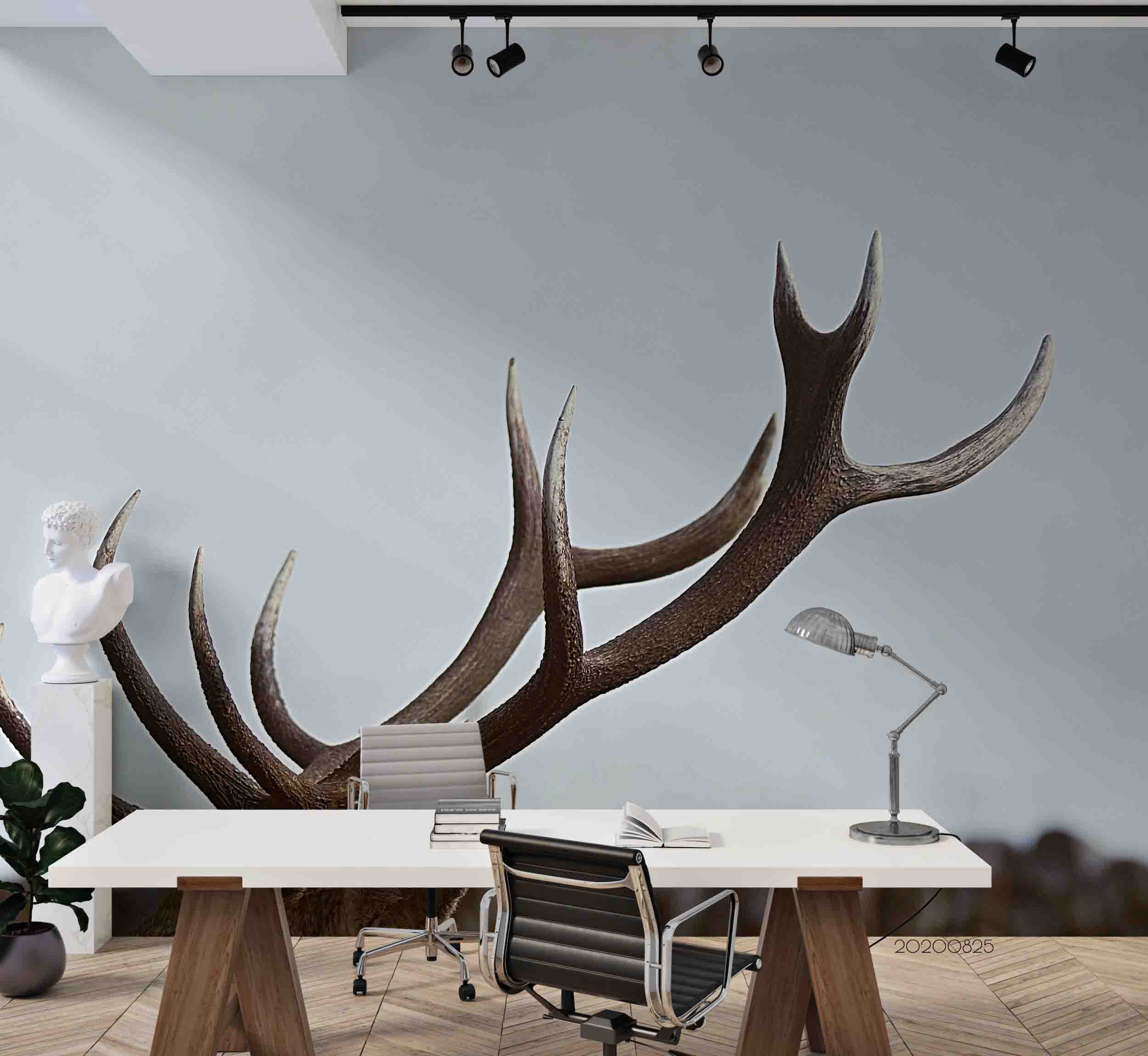 3D Animal Elk Horn Wall Mural Wallpaper Lqh 70