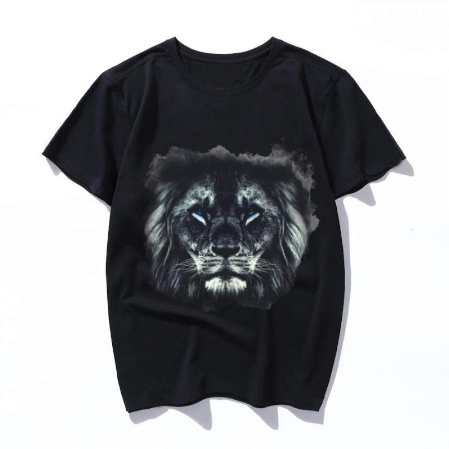 blue eyed lion 2019 art fashion shirt female / male black cotton T-shirt Harajuku shirt street dress hip hop tops