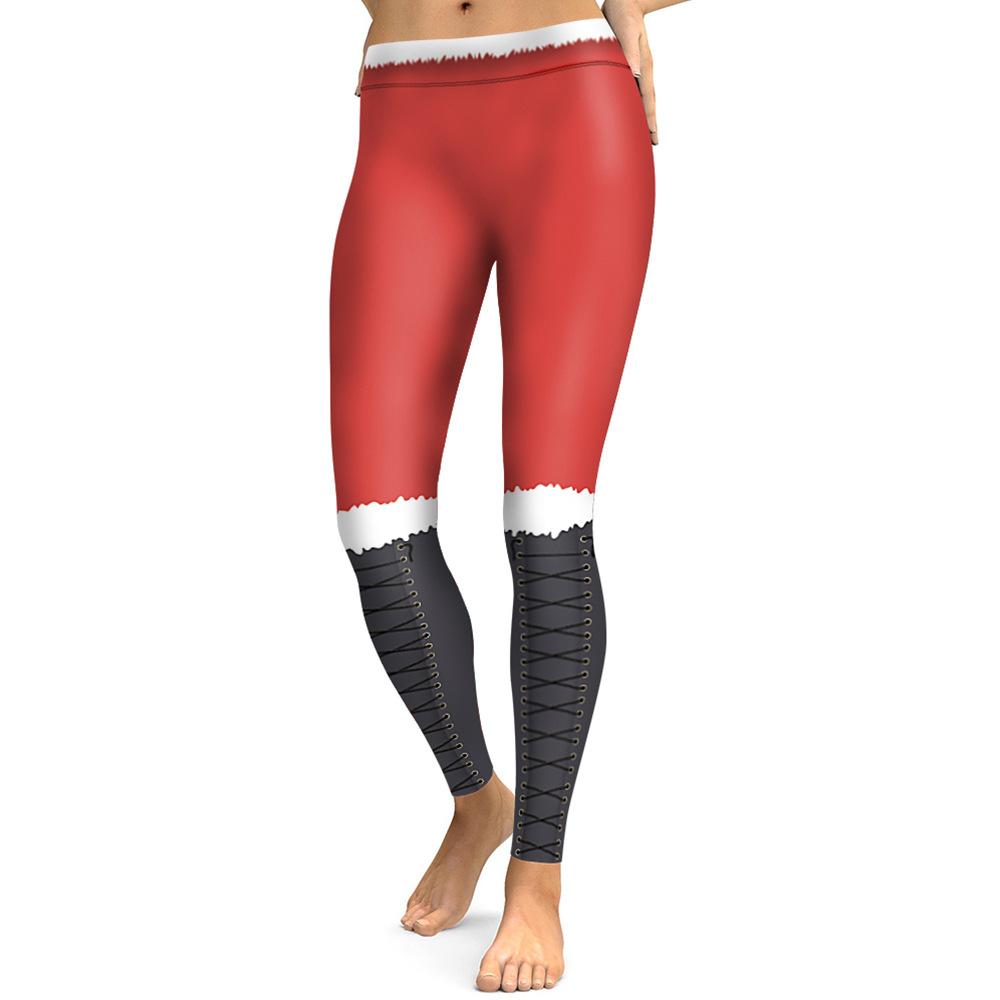 Christmas Leggings – Women 3D Xmas Theme Black-red Legging