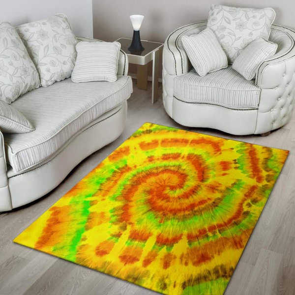 Yellow Tie Dye Area Rug