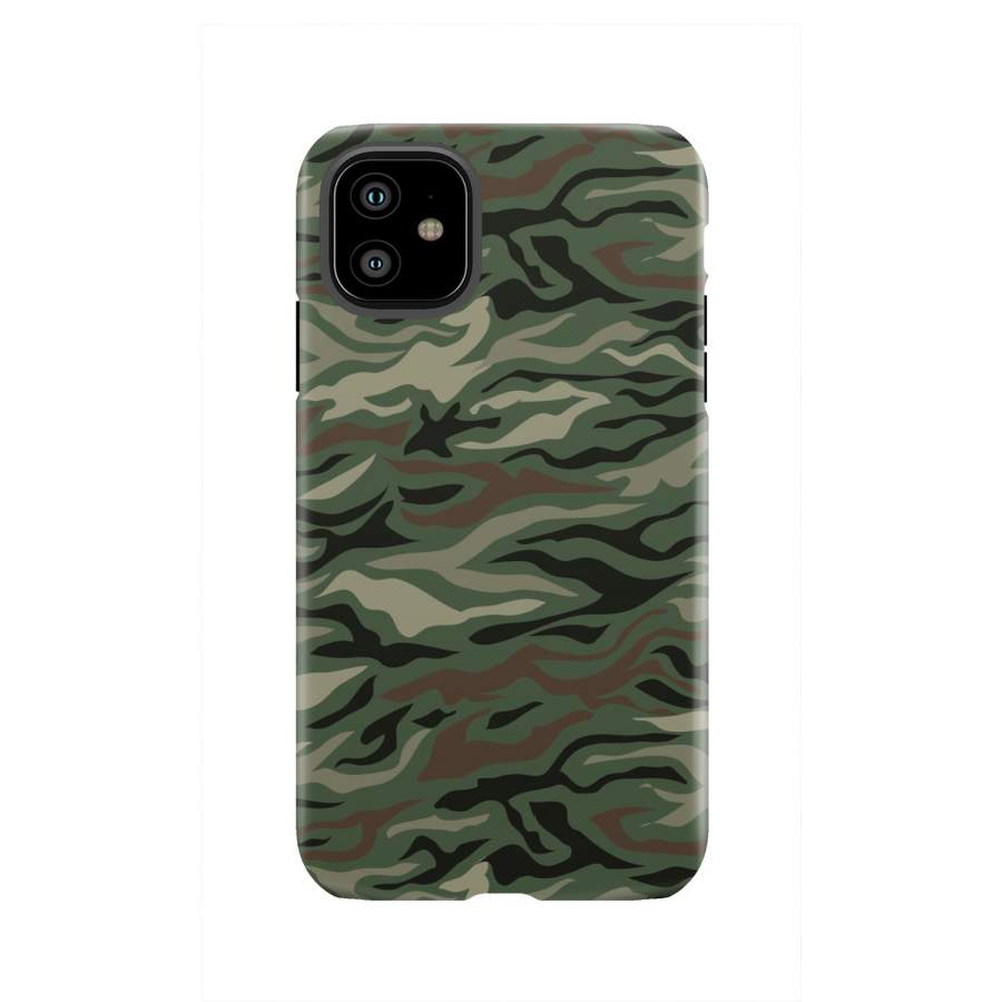 Green Camo Zebra Pattern Print Tough Phone Case