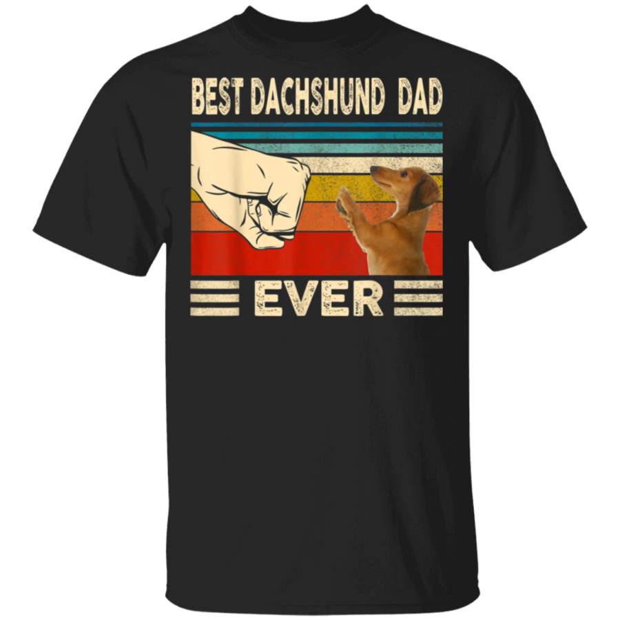 Best Dachshund Dad Ever Fist Bump Vintage Gift Fathers Day TShirt