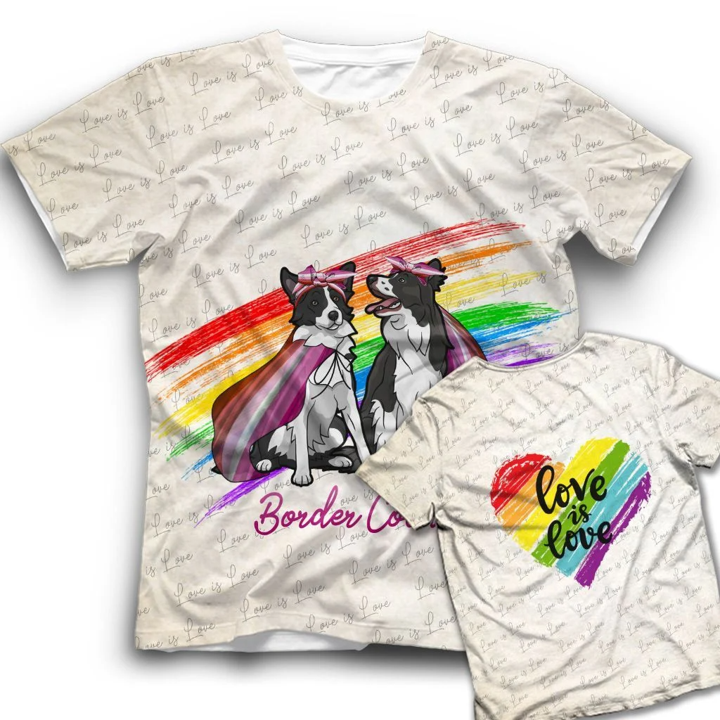 Pride Shirt For Lgbt, Border Collie Love Is Love Lgbt Lesbian Shirt, Rainbow Striped Shirt