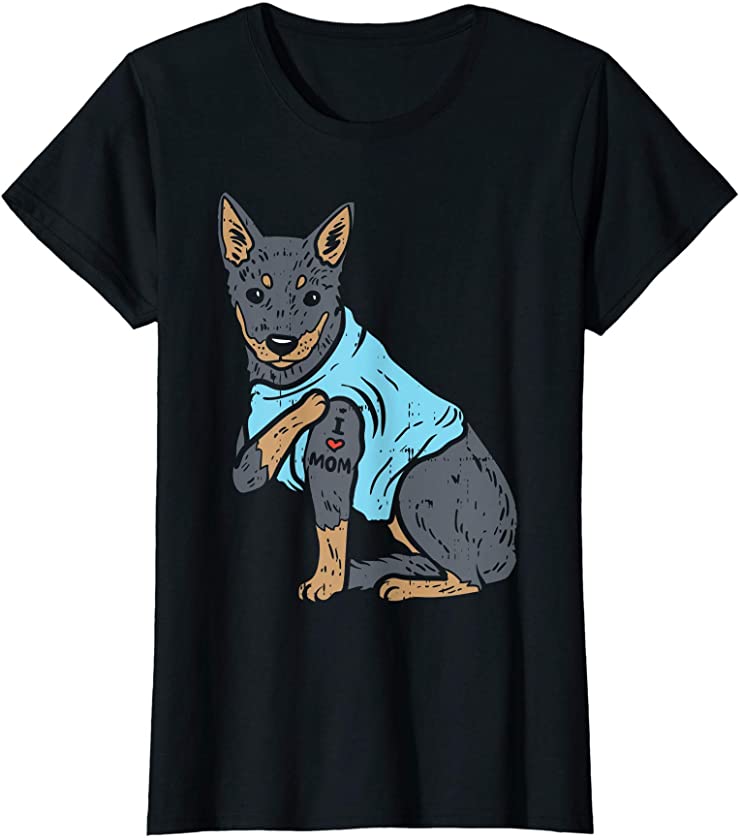 Womens Heeler I Love Mom Animal Pet Red Blue Cattle Dog Women Gift T-Shirt