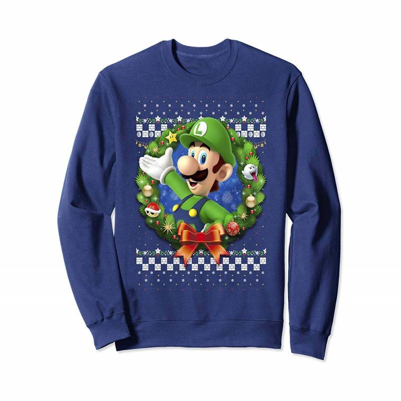 Super Mario 3d Toad Christmas Wreath Sweatshirt