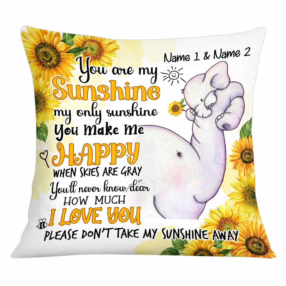 Personalized Mom Grandma Daughter Granddaughter Elephant Pillow Jr141 26O34