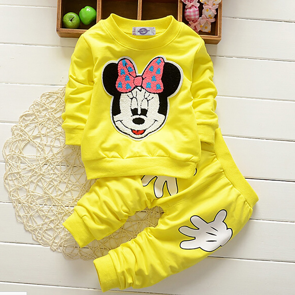 Spring Autumn Children Clothing Set Girls Sports Suit Baby Girls Tracksuit Cartoon Minnie Children Clothes Set Kids Clothes alx