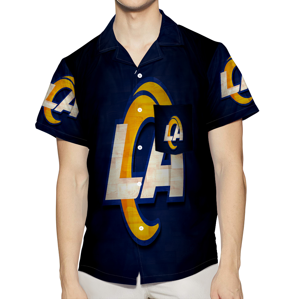 Los Angeles Rams Yellow White La Wood 3D All Over Print Summer Beach Hawaiian Shirt With Pocket