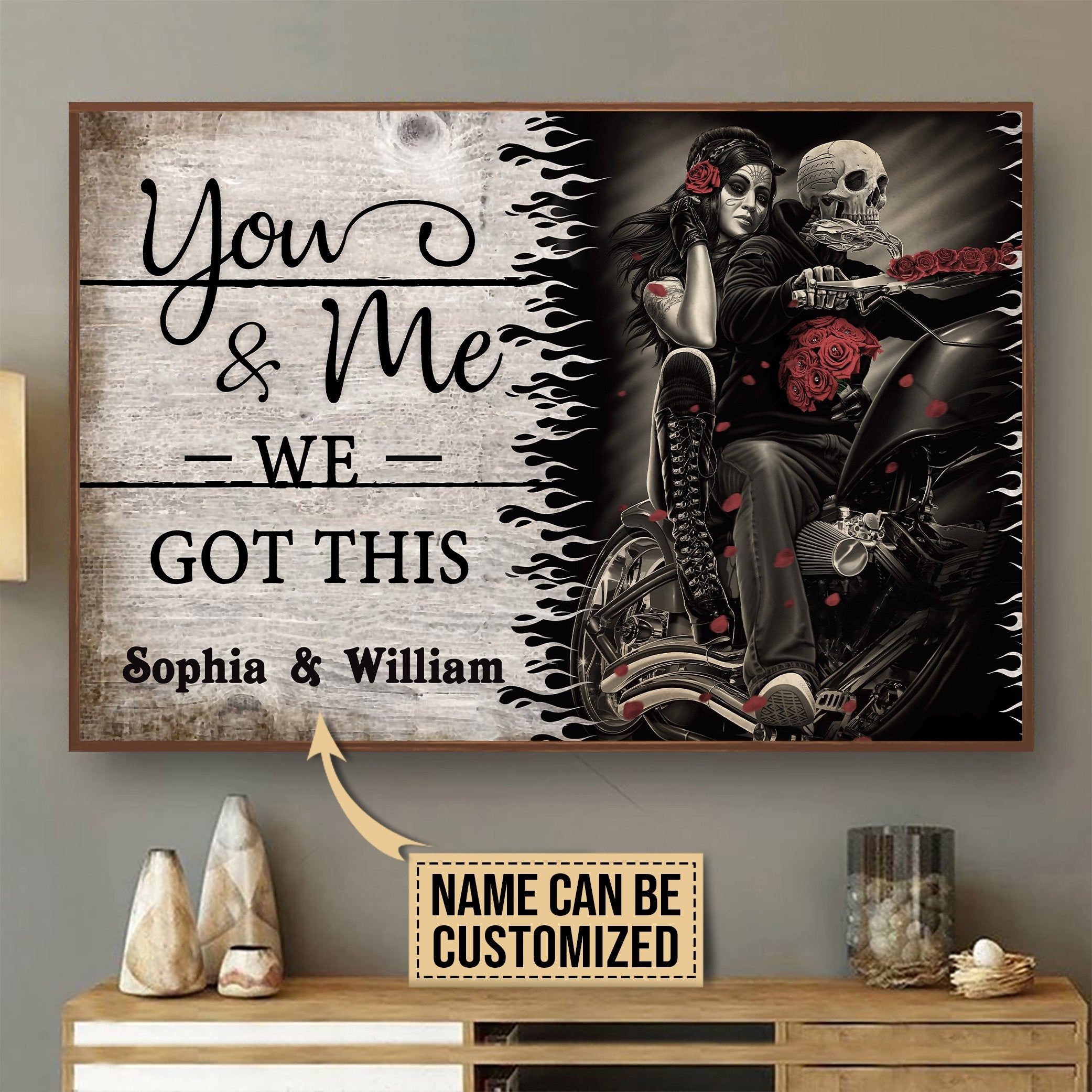 Aeticon Gifts Personalized Motorcycling Skeleton Wind You And Me Canvas Mom Dad Gift Home Decor