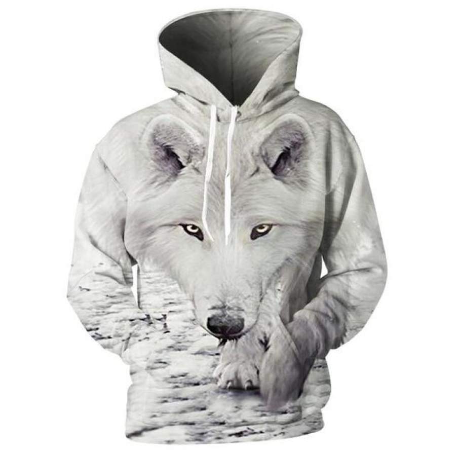 Snow Wolf 3D full over print Hoodie SW1