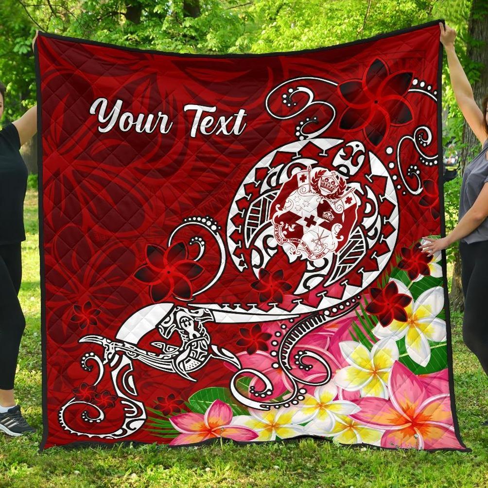 Tonga Custom Personalised Premium Quilt – Turtle Plumeria (Red) – BN18