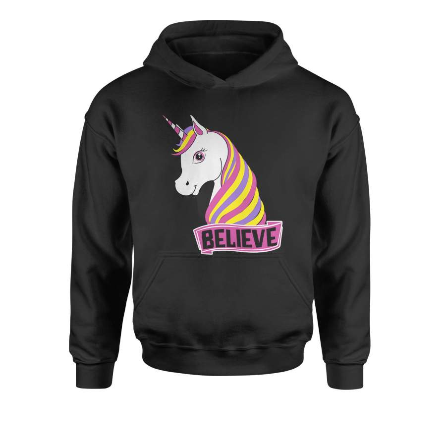 Unicorn Believe Ugly Christmas Youth-Sized Hoodie