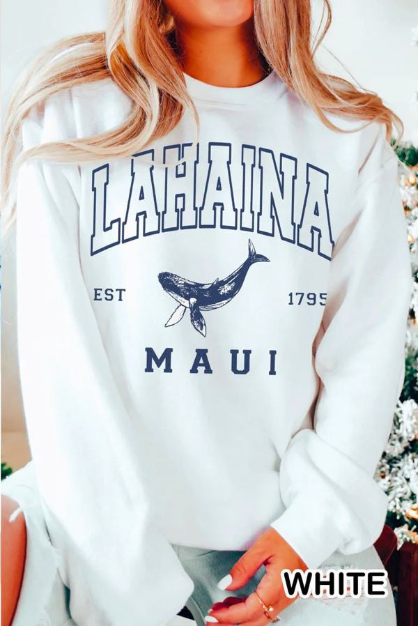 Lahaina Collegiate Sweatshirt, Maui Hawaii Strong Letterman Sweatshirt Lahaina Whale Watching Sweatshirt Hawaii Vacation Trip Bachelorette Crewneck Sweatshirt Sws1777