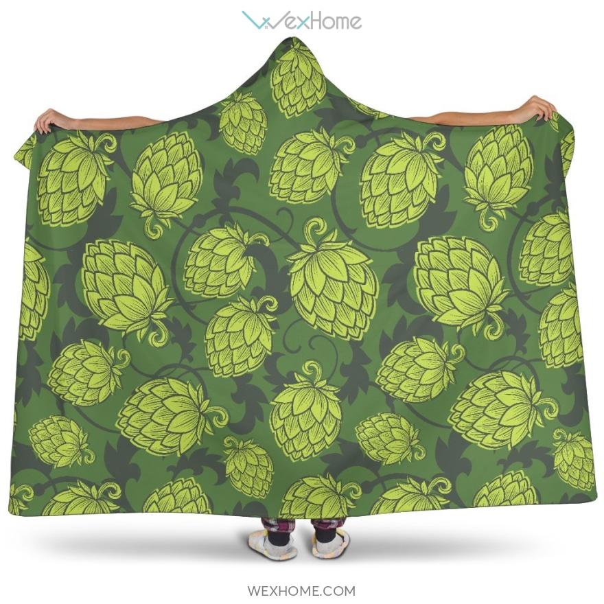 Hop Pattern Hop Cone Background Hooded Blanket