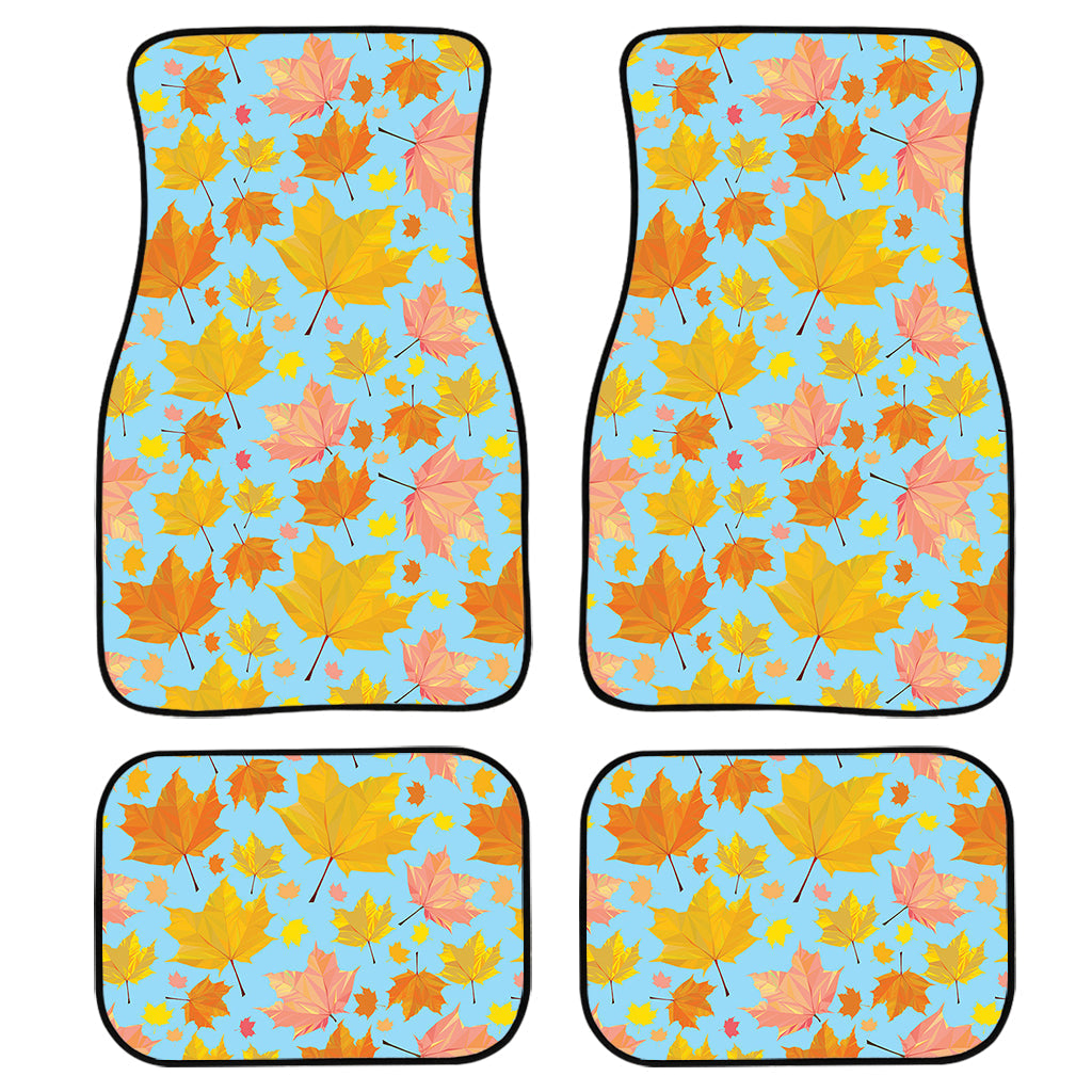 Pastel Maple Leaves Pattern Print Front And Back Car Floor Mats, Front Car Mat