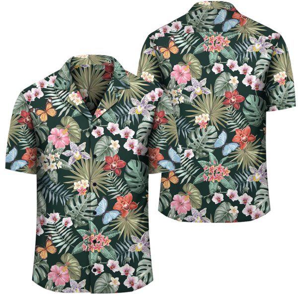 Tropical Plumeria Pattern With Palm Leaves Hawaiian Shirt V1