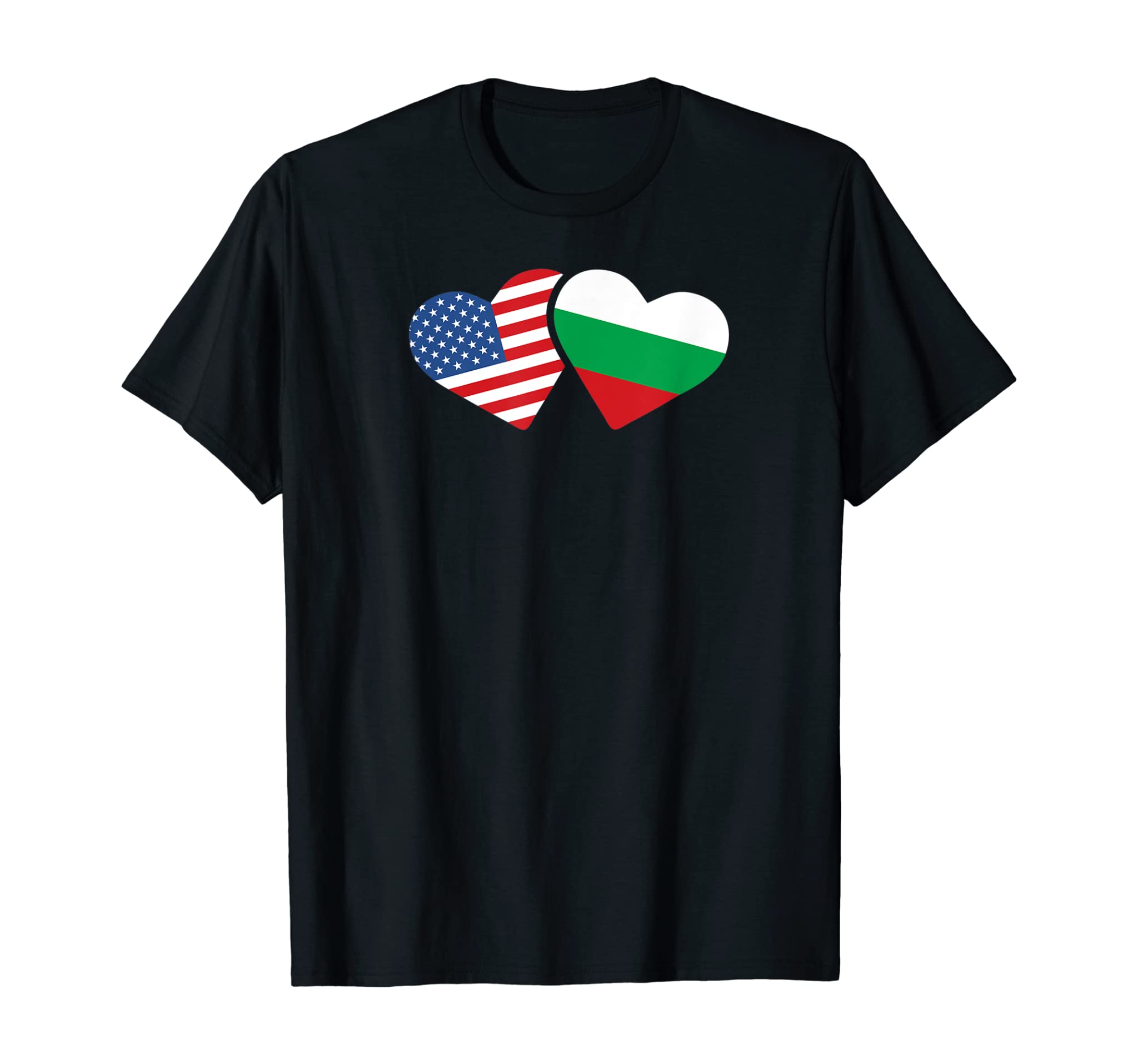 Bulgaria USA Flag T Shirt Heart Bulgarian Americans Love