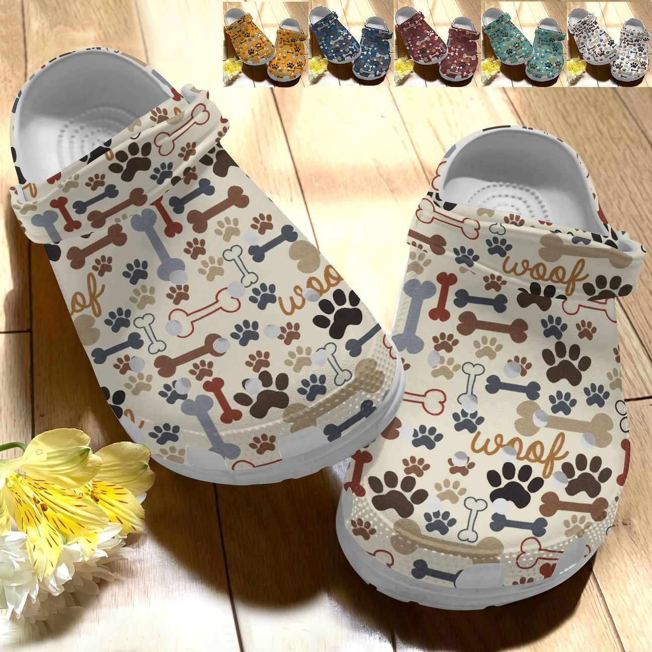 Pet Personalize Clog, Custom Name, Text, Fashion Style For Women, Men, Kid, Print 3D Dog Cat Paw Prints V1