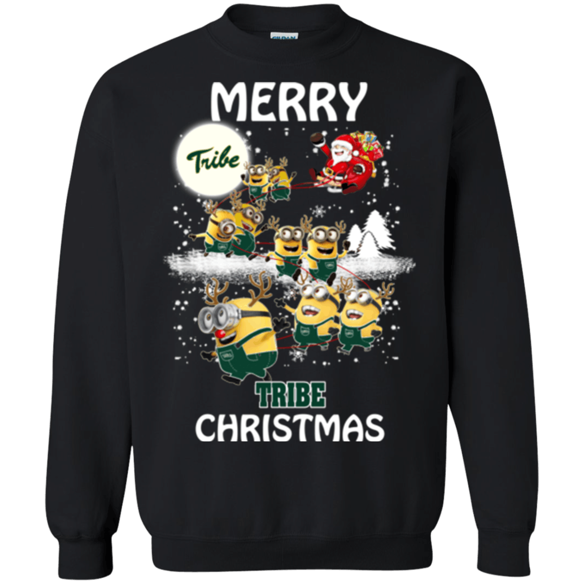 Great William  Mary Tribe Minion Ugly Christmas Sweaters Santa Claus With Sleigh Sweatshirts