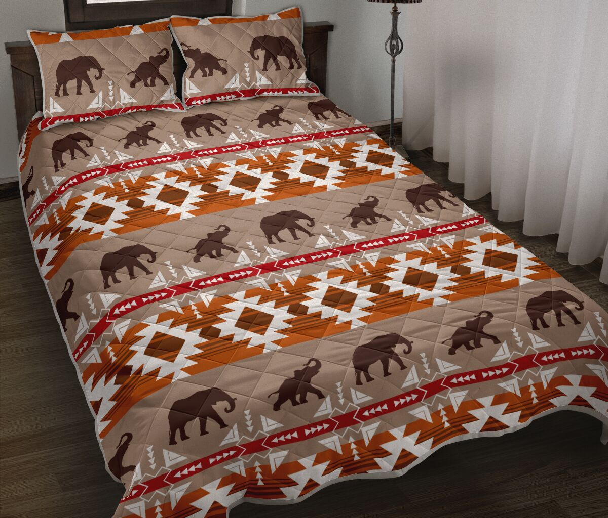 Elephant Tribal Navajo Pattern Qbs Quilt Bedding Set Bedroom Decoration Twin/Queen/King Size Bedding