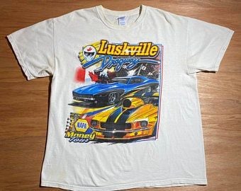 Vintage Luskville Dragway Graphic Racing T-shirt 6071