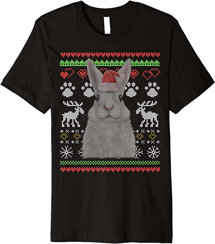 Rabbit Santa Claus Ugly Christmas Pattern X-Mas Premium T-Shirt