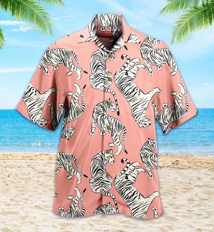 Tiger Pink Vintage Hawaii Shirt Ha45013