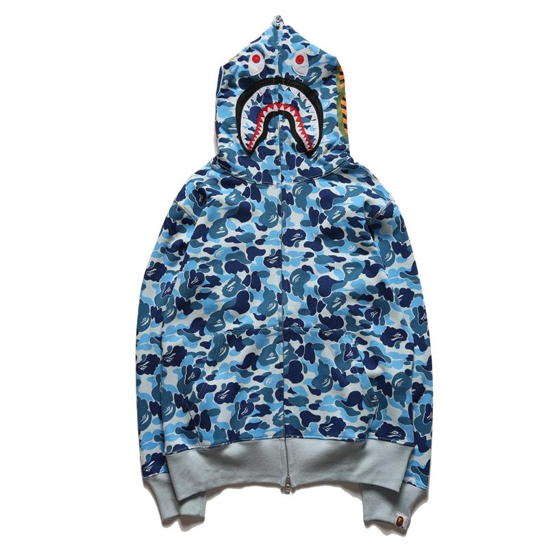 Bape Full Zip Shark Camo Hoodie Blue Green Red Hdcp6168