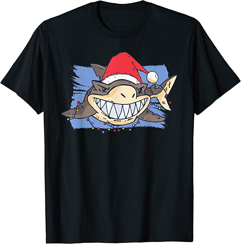 Christmas Shark Santa pajamas pjs Sharkmas Xmas funny boys T-Shirt