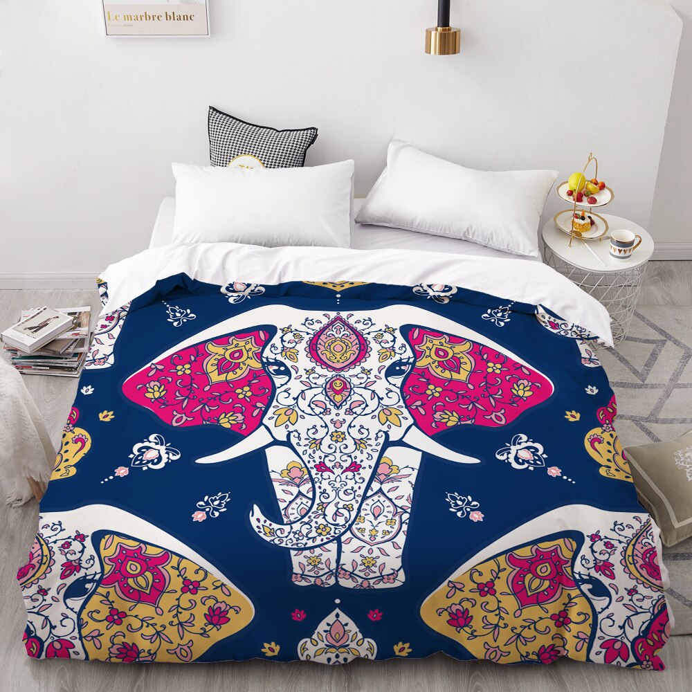 3D Duvet Cover,//Blanket Case Queen/King,Elephant With Jockey Bedding Custom Size/220×240/200×200,