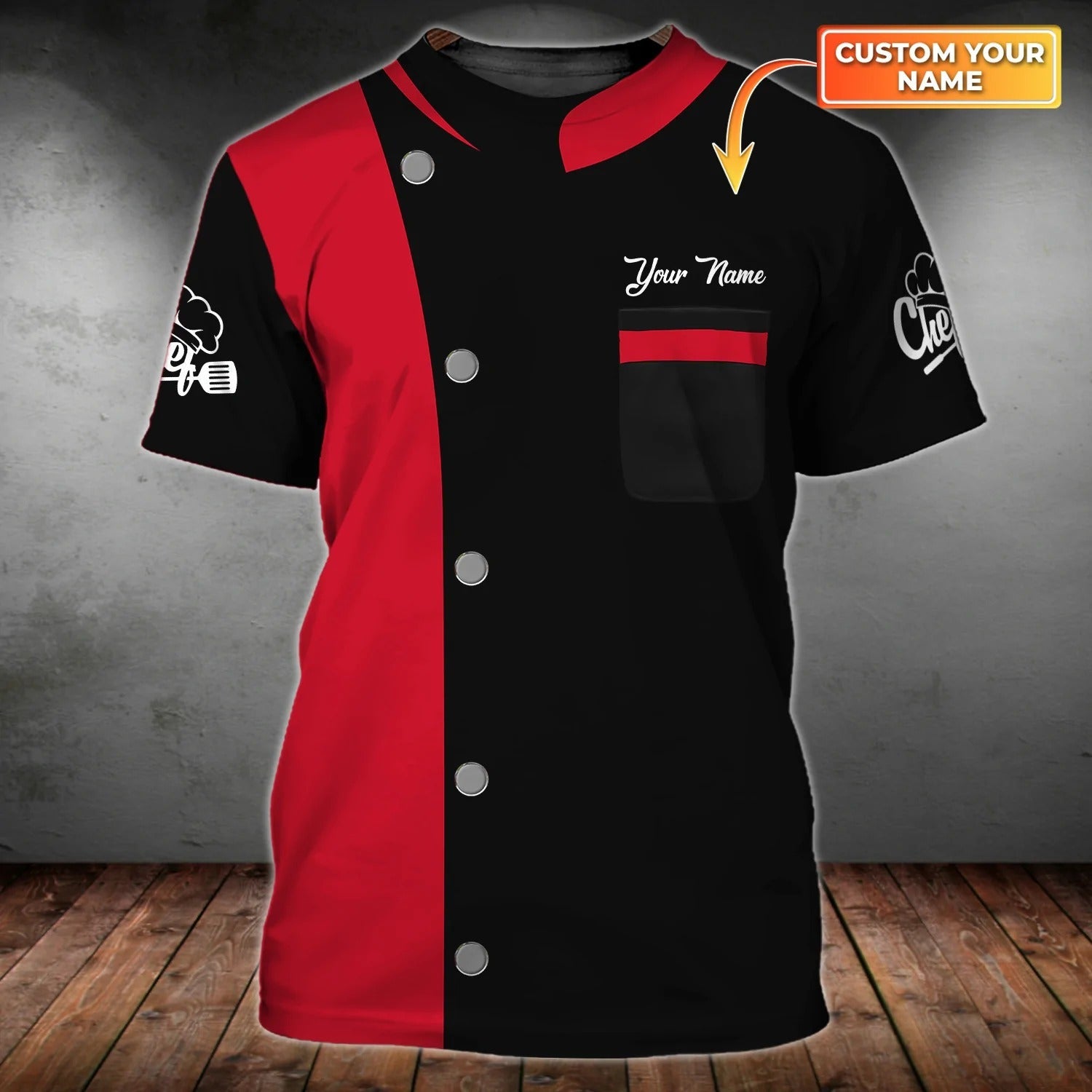 Custom Name Black And Red T Shirt For Master Chef, Best Gift For A Chef, Chef Shirt For Men Women