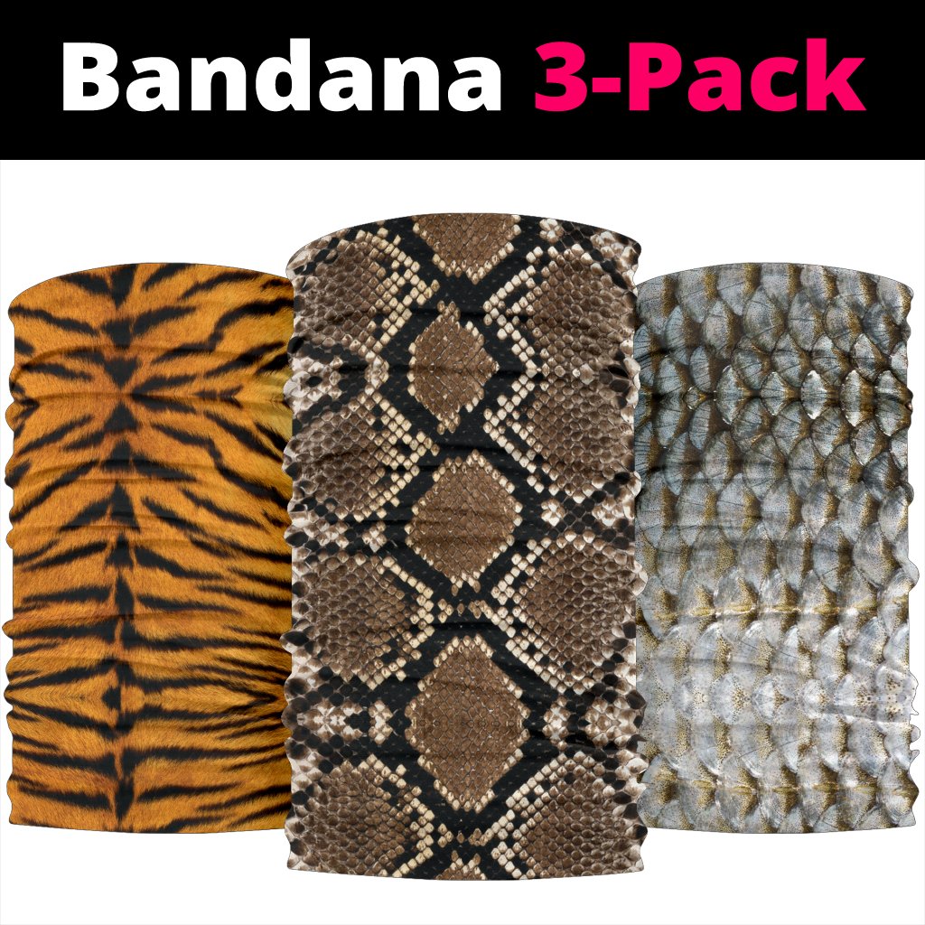 Tmarc Tee Animal Textures (Fish, Snake, Tiger) – Bandana 3 Pack