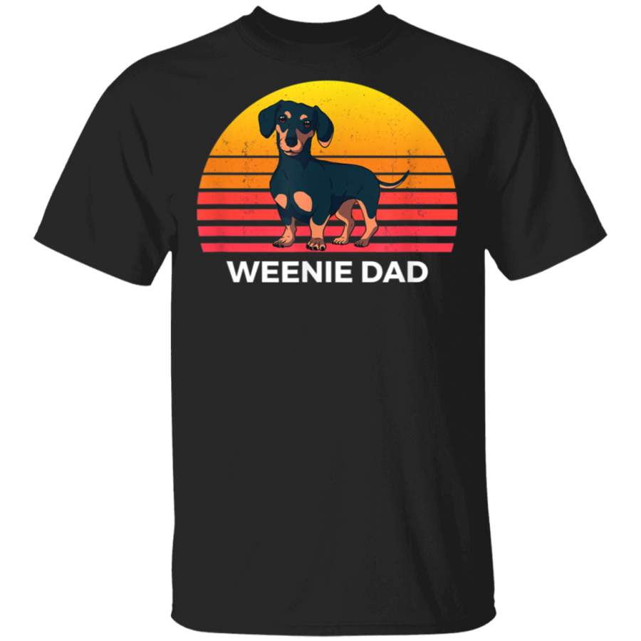 Vintage Weenie Dad Funny Dachshund Weiner Dog Dad Sunset TShirt